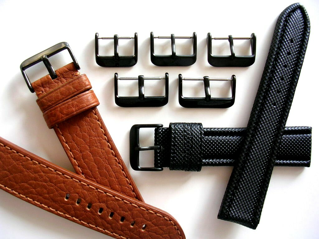Black PVD Buckle 316L SS Round Tongue watchband strap IW SUISSE 18 20 22 24 26mm