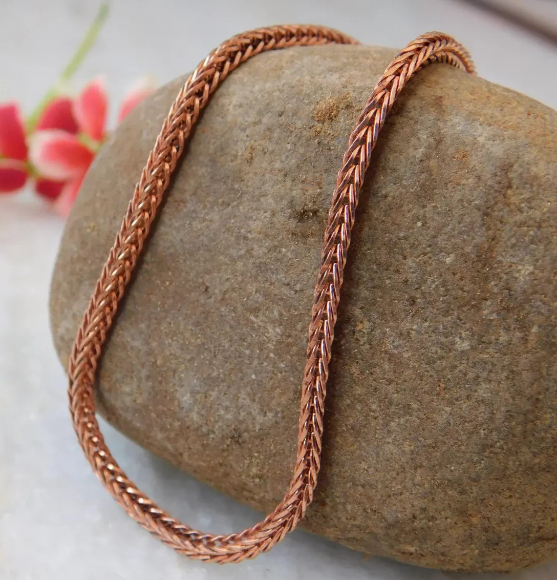 22 inch Pure Copper Flat Foxtail Chain Necklace Healing Copper Jewelry Spiritual