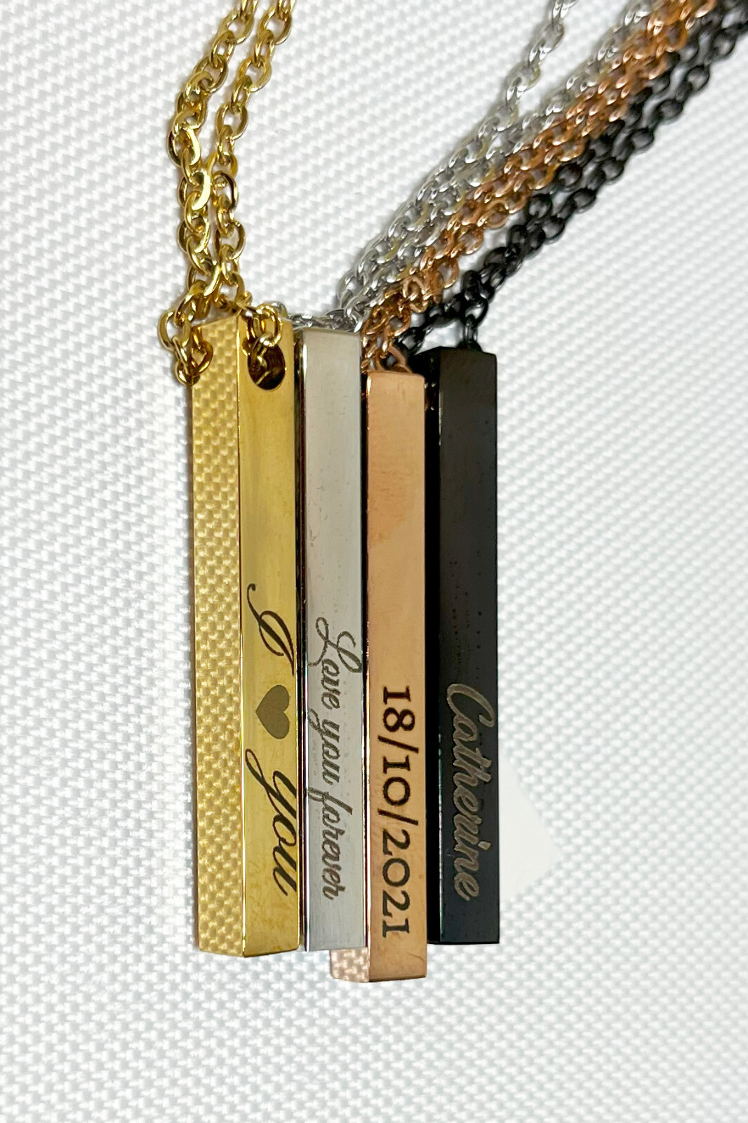 Personalised Necklace Custom Engraved Bar Name Date Pendant Christmas Gift Her