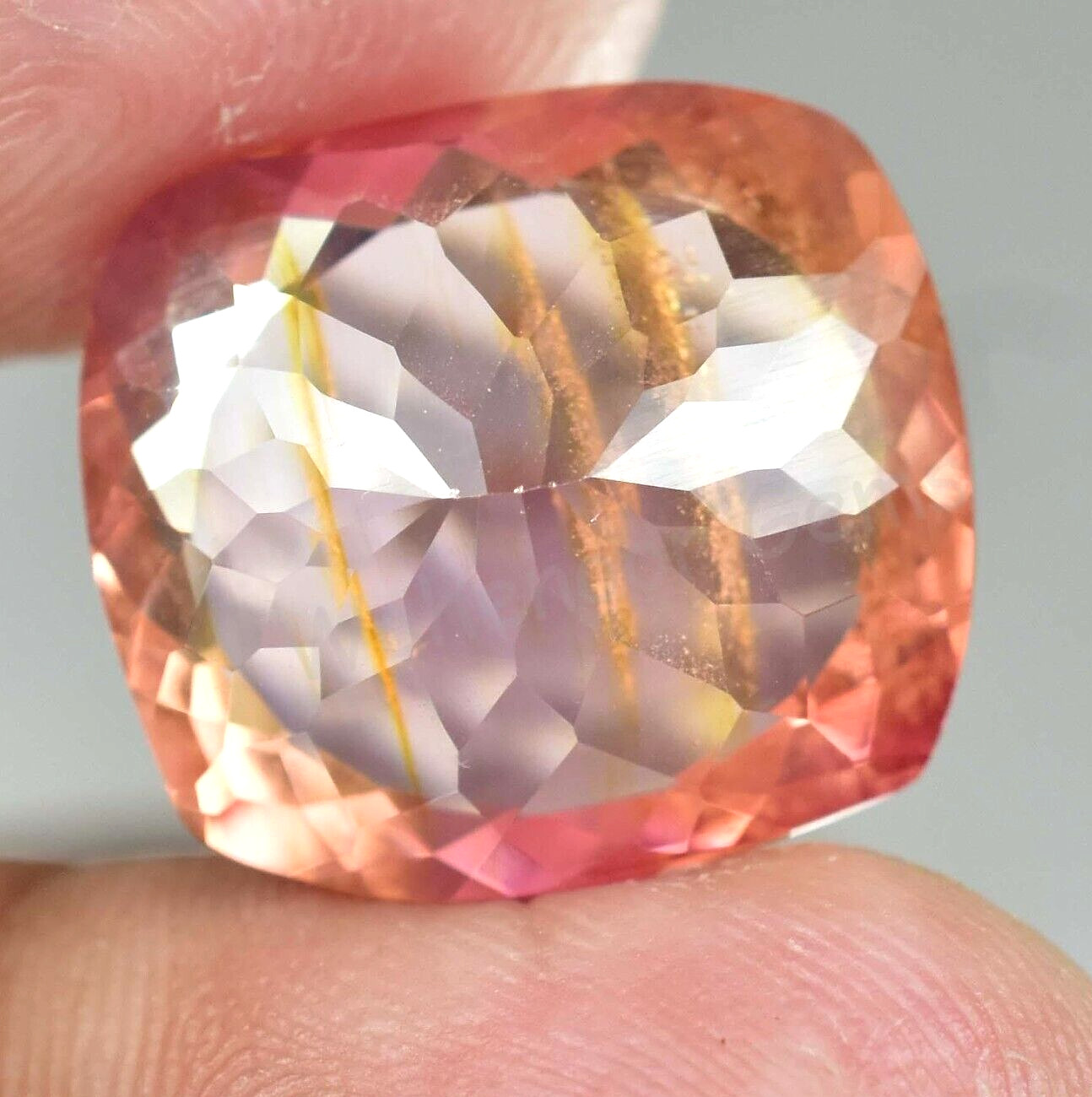 Natural imperial Topaz 21.25 Ct Cushion Stunning FLAWLESS AGL Certified Gemstone
