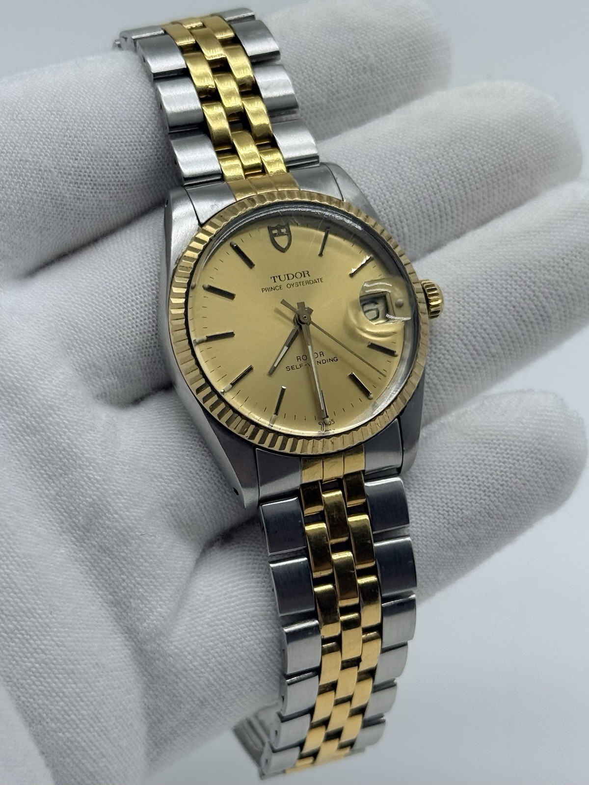 TUDOR Prince OysterDate 74033 Stainless Steel / Yellow Gold 34mm (Rolex Crown)