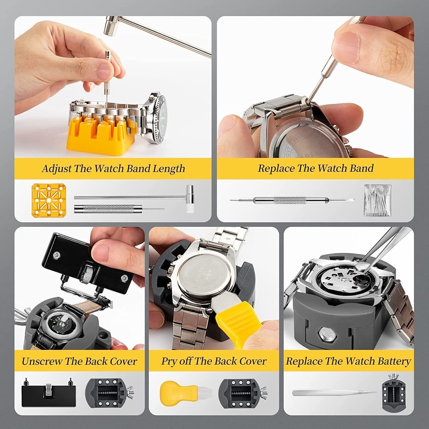 Watch Repair Kit Watchmaker Back Case Remover Opener Link Pin Spring Bar