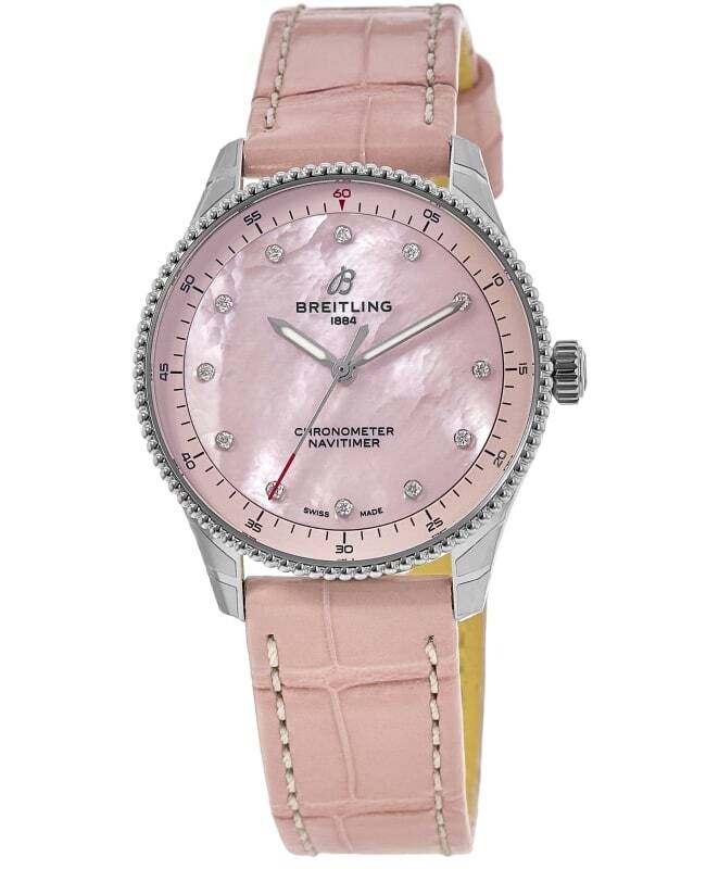 New Breitling Navitimer 32 Pink Pearl Diamond Dial Women’s Watch A77320D91K1P1