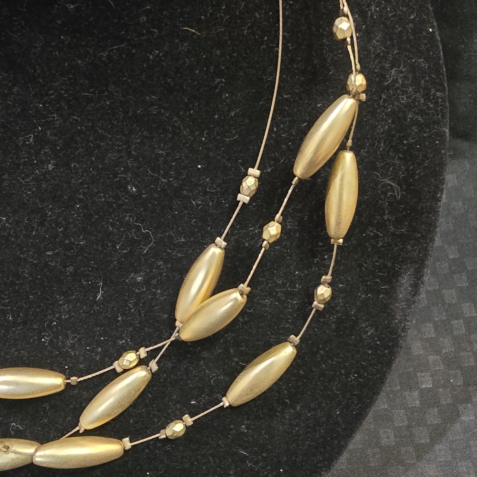 Necklace Beaded Layered Station Gold Tone Lobster Clasp Womens Multi-Strand
