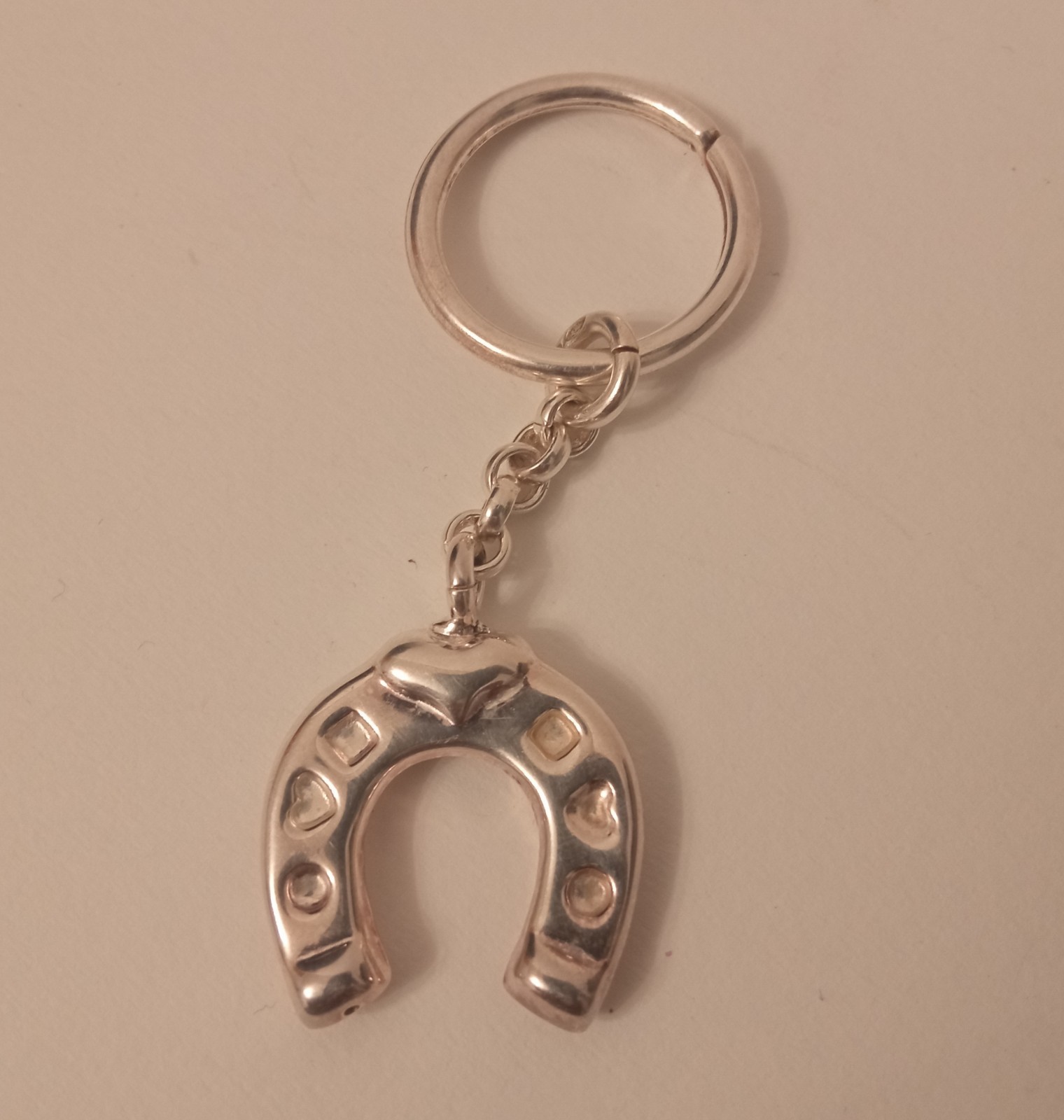 B9 Vintage 925 Sterling Silver Keychain, Horseshoe Shaped, Hollow