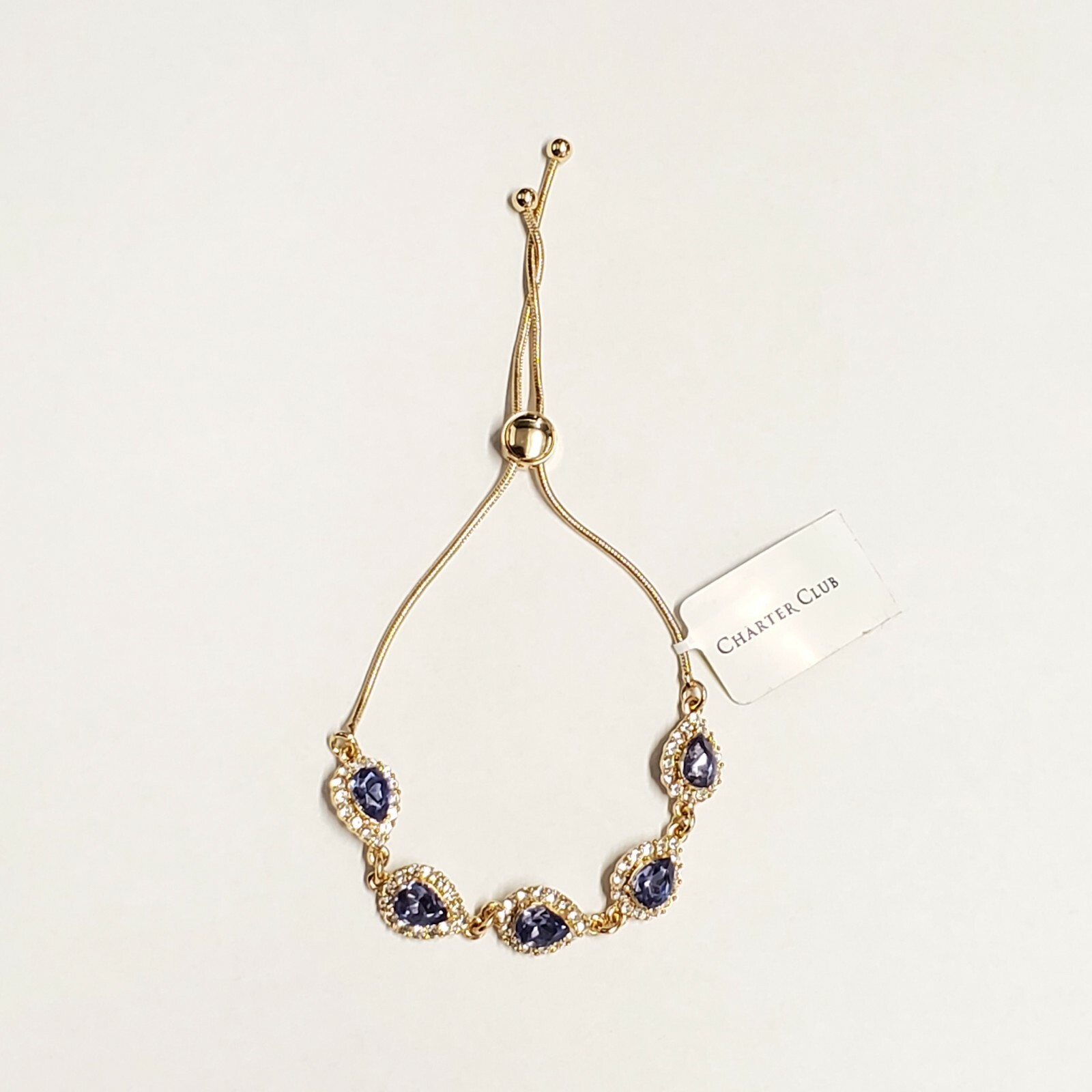 Charter Club Crystal Pavé & Imitation Pearl Slider Women’s Bracelet, Purple