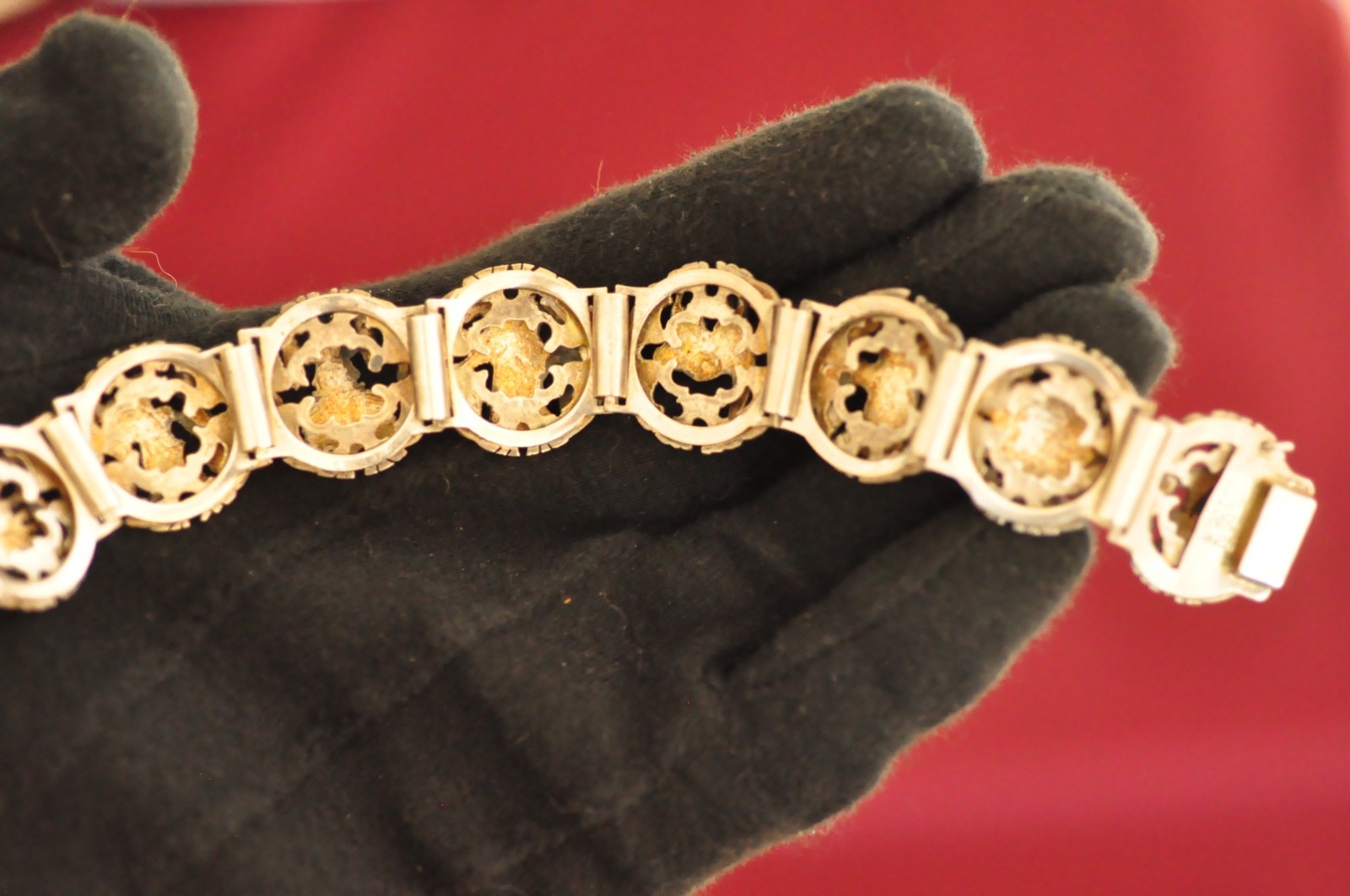 Vintage Cuzco Peru Sterling Silver Bracelet – 7.5″ – 42g – Signed 925 Inca Motif