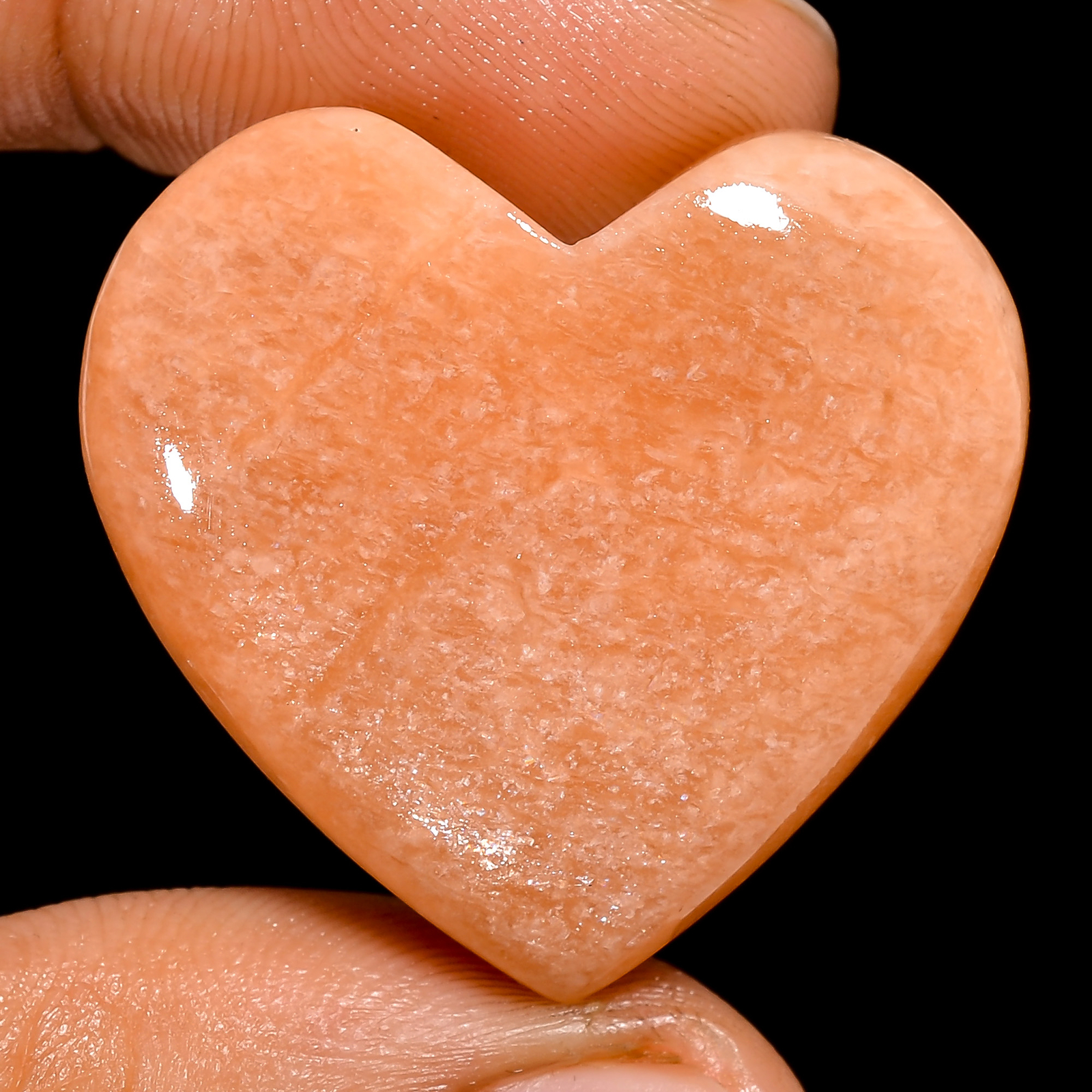 Natural Peach Amazonite Heart Shape Cabochon Gemstone 50.5 Ct 28X30X8mm EE-32511