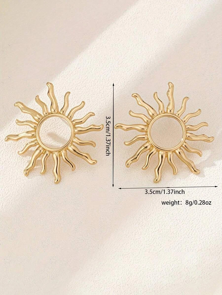 1 pair Sunflower Stud Earrings Elegant Floral Jewelry Women Gift