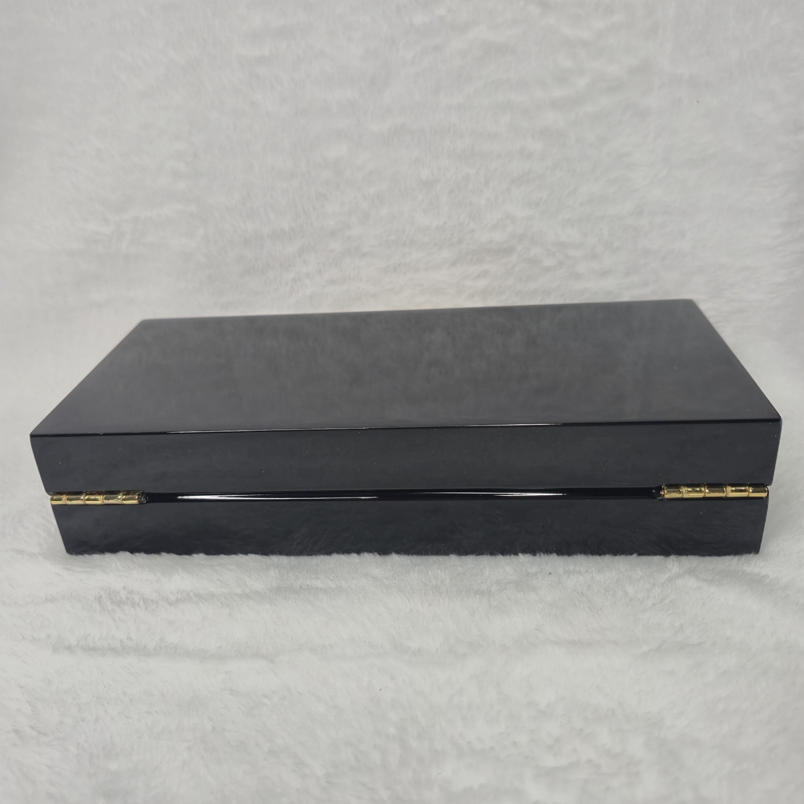 Addison Ross Ross LTD Polished Lacquer Wood Jewelery Box Glossy Black 4″x9″ NWOB