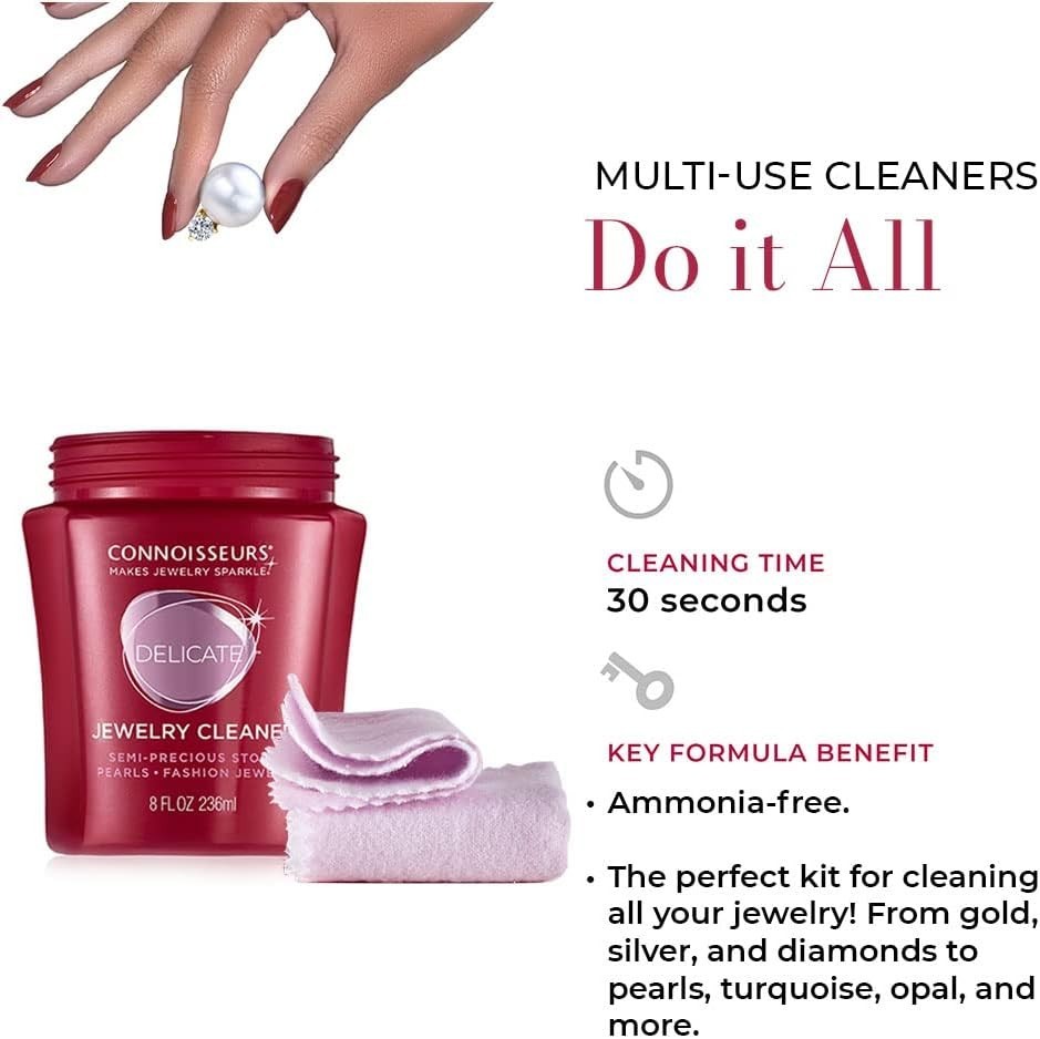Ultimate Jewelry Care Kit: 8oz Cleaner & Dual Polishing Cloths for a Brilliance