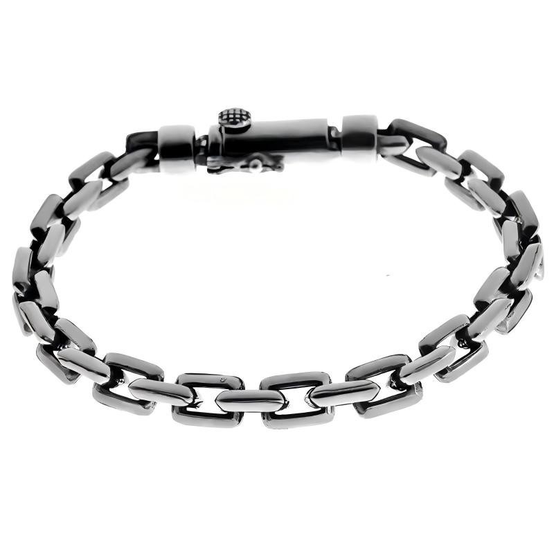 Pure S925 Sterling Silver Chain 8mm Solid Square O Link Bracelet 34-35g 8.67in