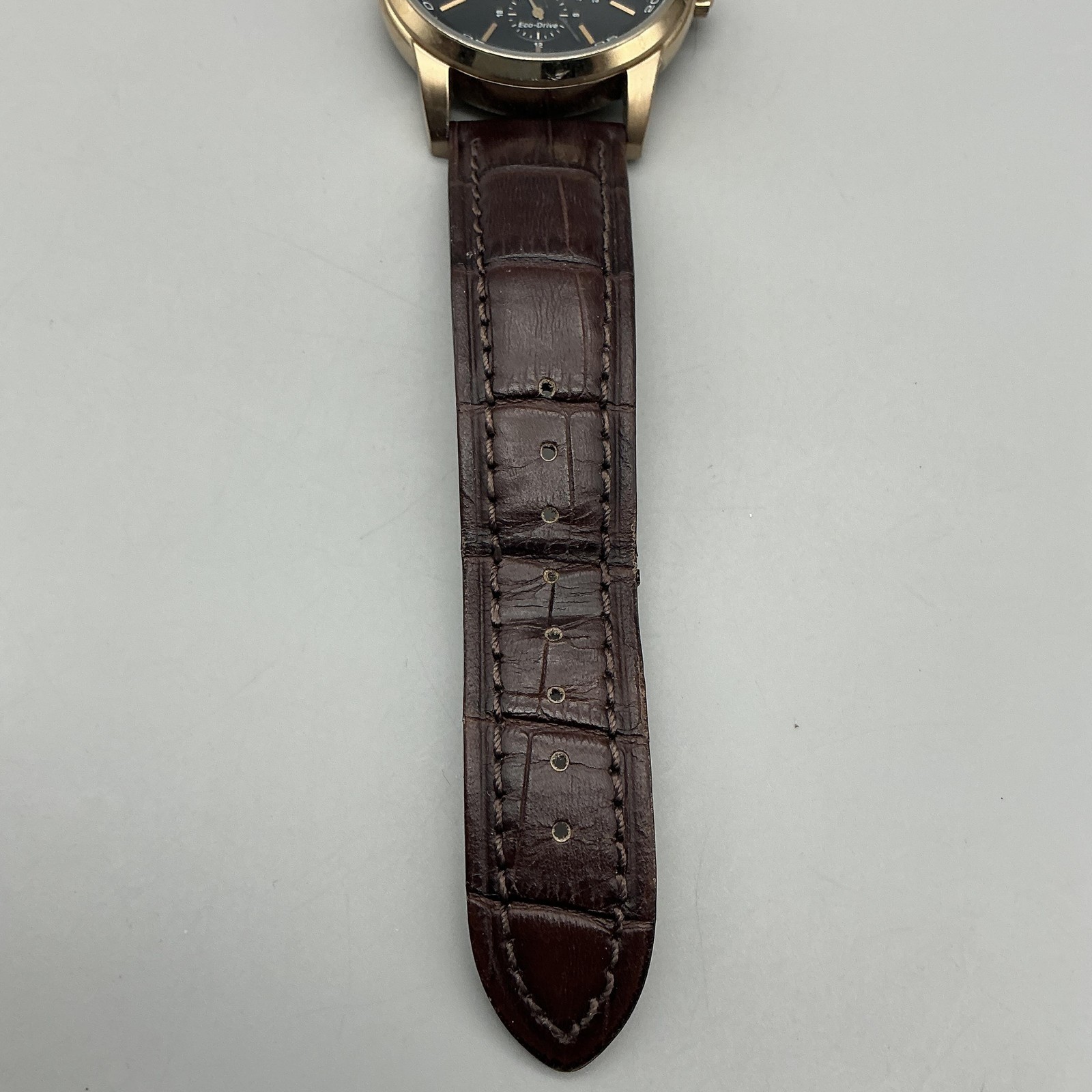 Citizen Eco-Drive Mens Watch 44mm Black Dial Brown Leather 8729-S093040 Day Date
