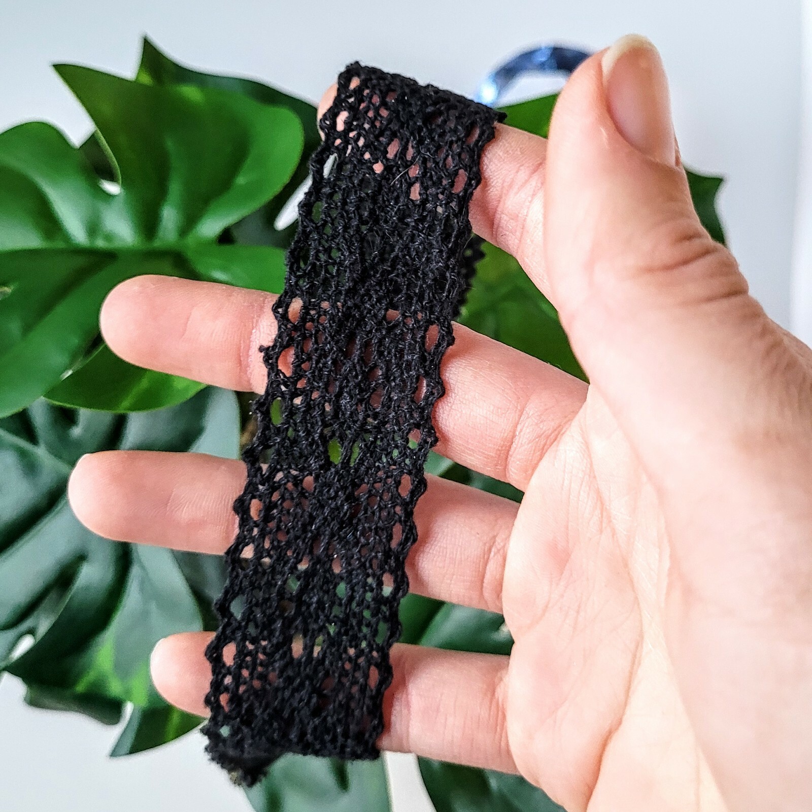 Wide Black Lace Choker Boho Crochet Adjustable Necklace Gothic Jewelry