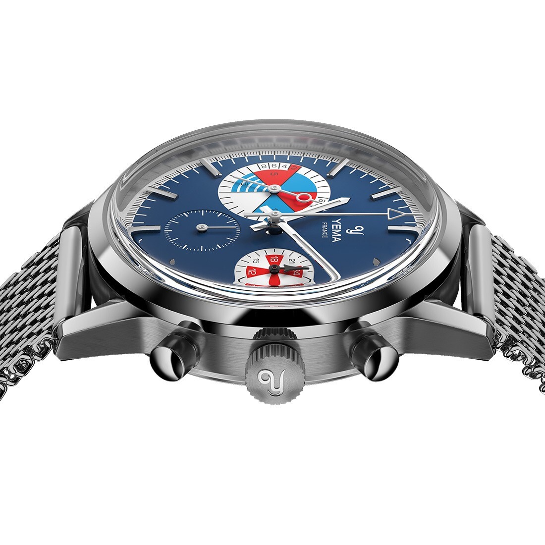 YEMA Yachtingraf Chronograph Hybrid Steel Mechanical Blue Quartz Men’s Watch