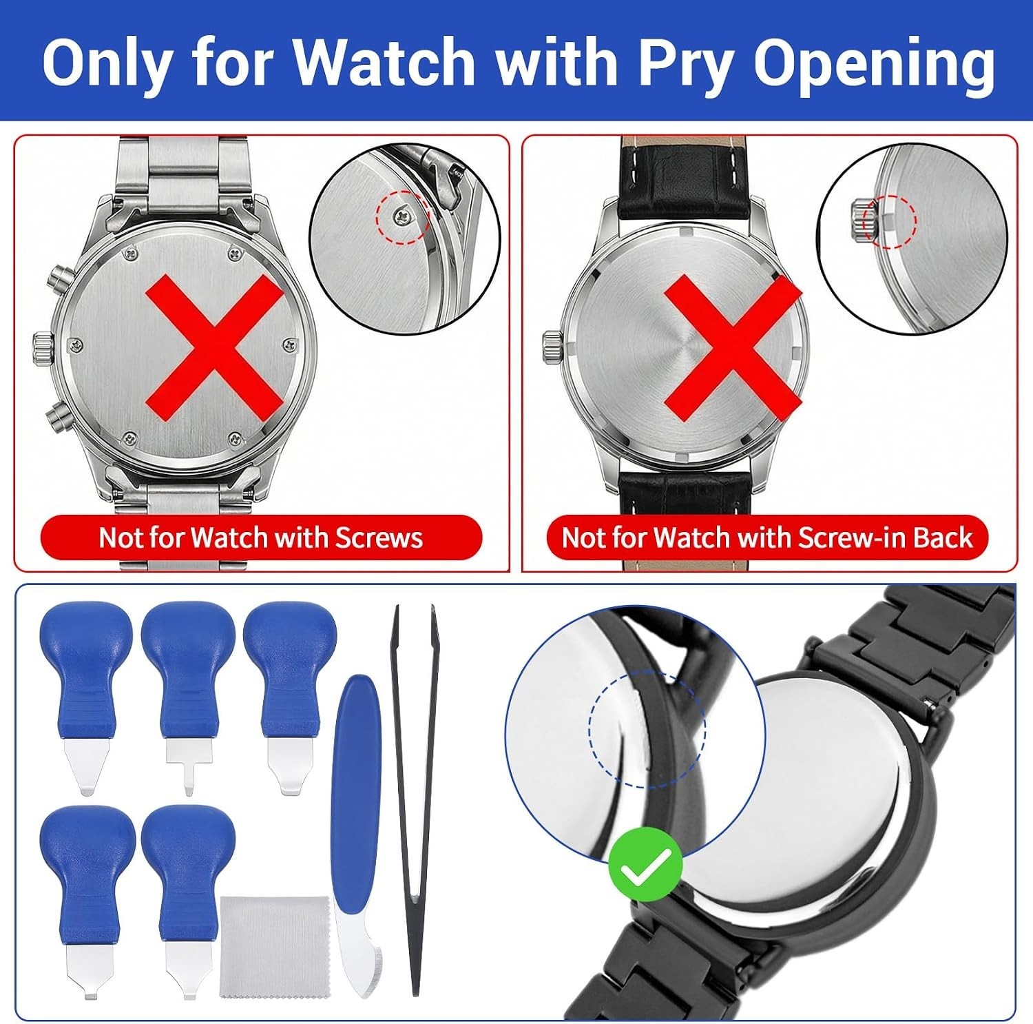 Compact 8-Pcs Watch Back Opener Set for Efficient Home and Professional Repairs
