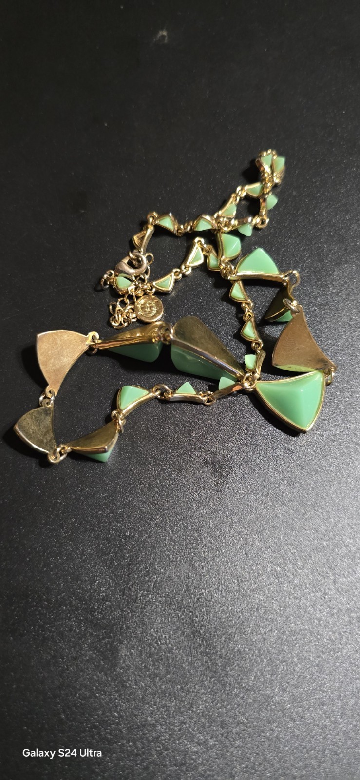 2009 House of Harlow 1960 Nicole Richie Pyramid Stations Necklace Mint Gold Glow