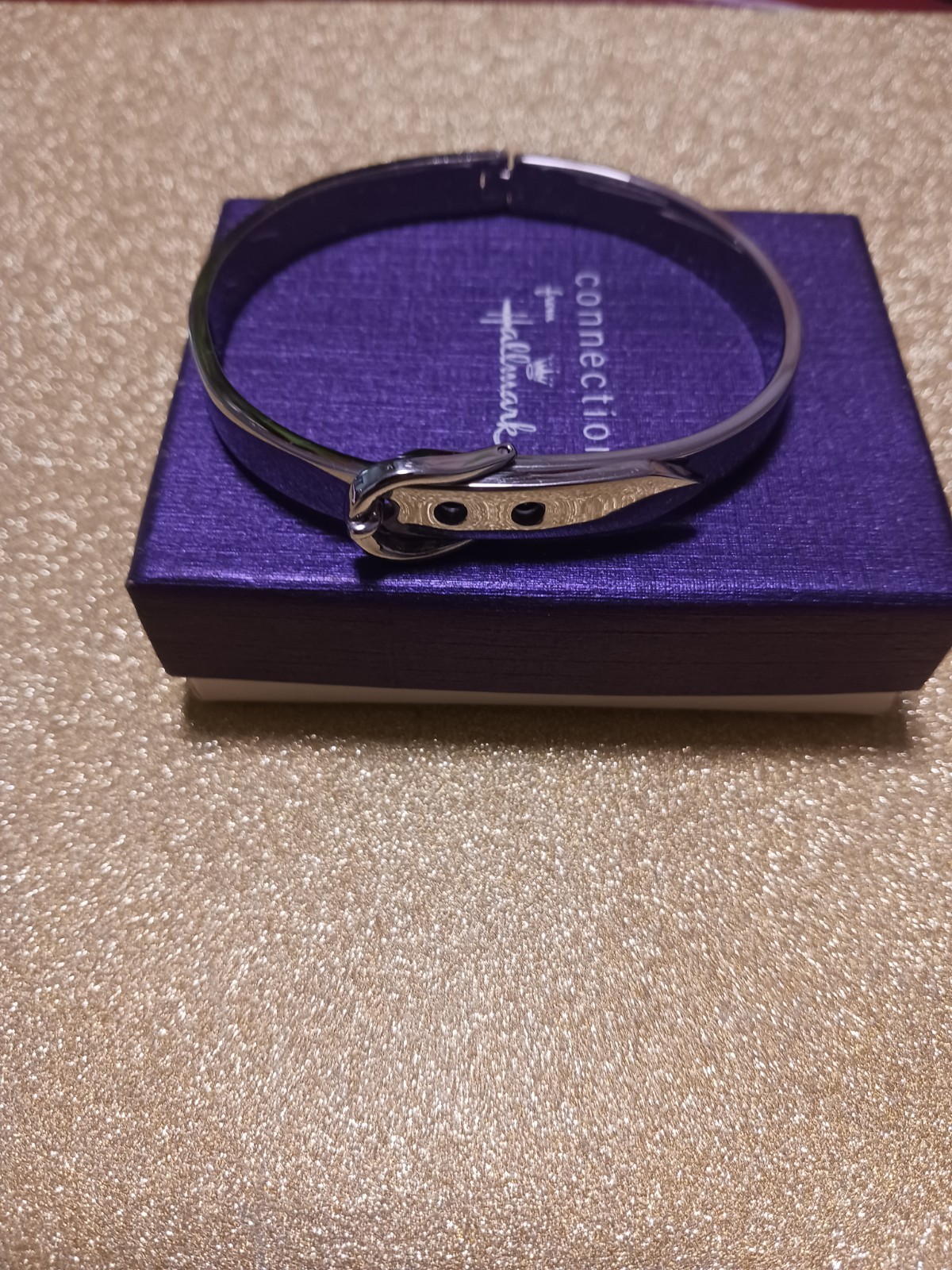 Connections From Hallmark Woman Friendship Stainless Steel Buckle Bangle .
