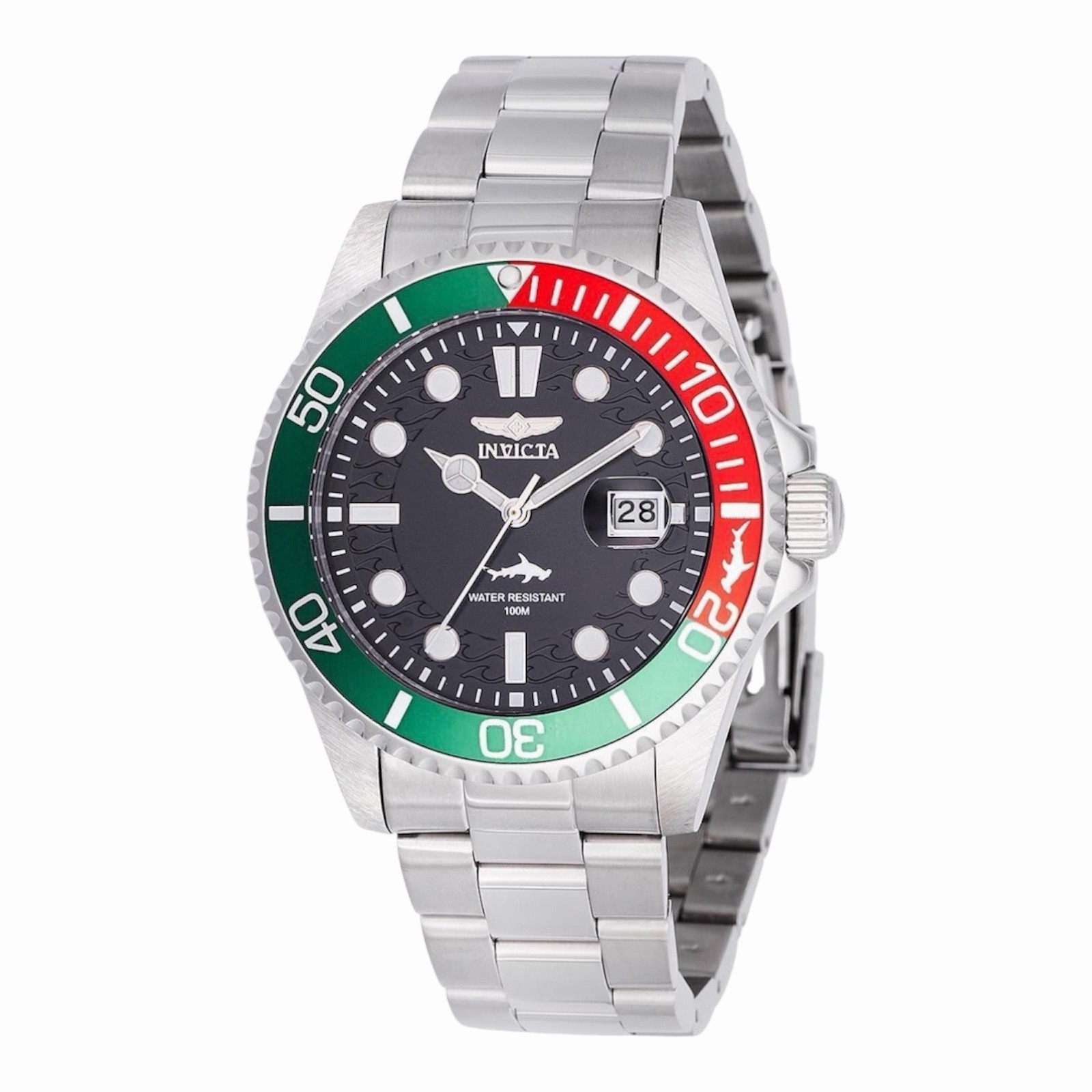 Invicta Pro Diver Men’s Watch | 43mm | Textured Dial | Red, Green Bezel | 44706