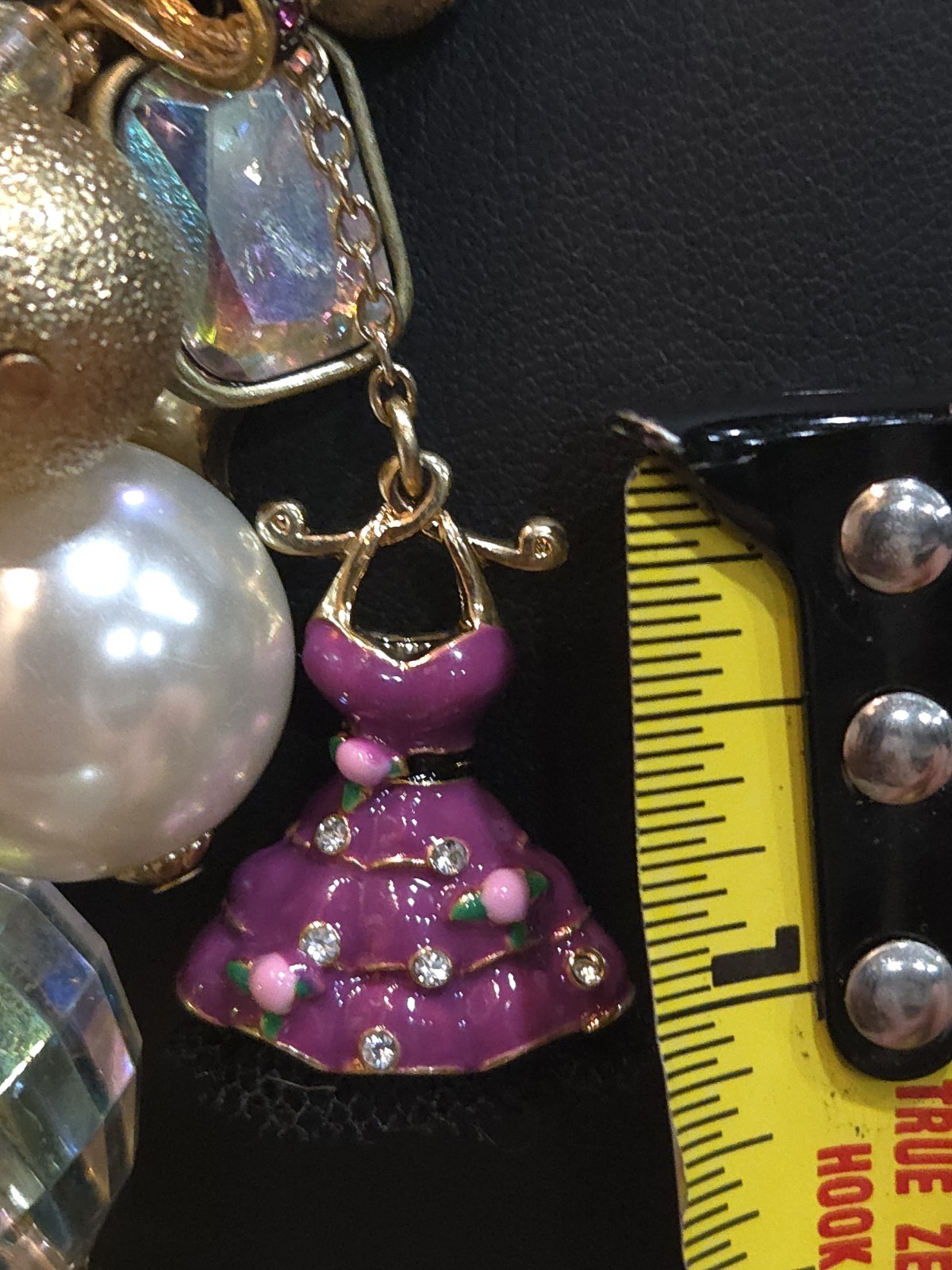Vintage Betsey Johnson Varsity Crush Pink Gold Tone Charm Neck Mess Barbiecore