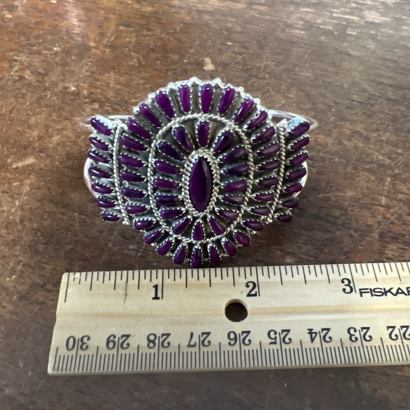 Native American Navajo Bracelet Sugilite Purple Turquoise Cluster Cuff Zuni #C