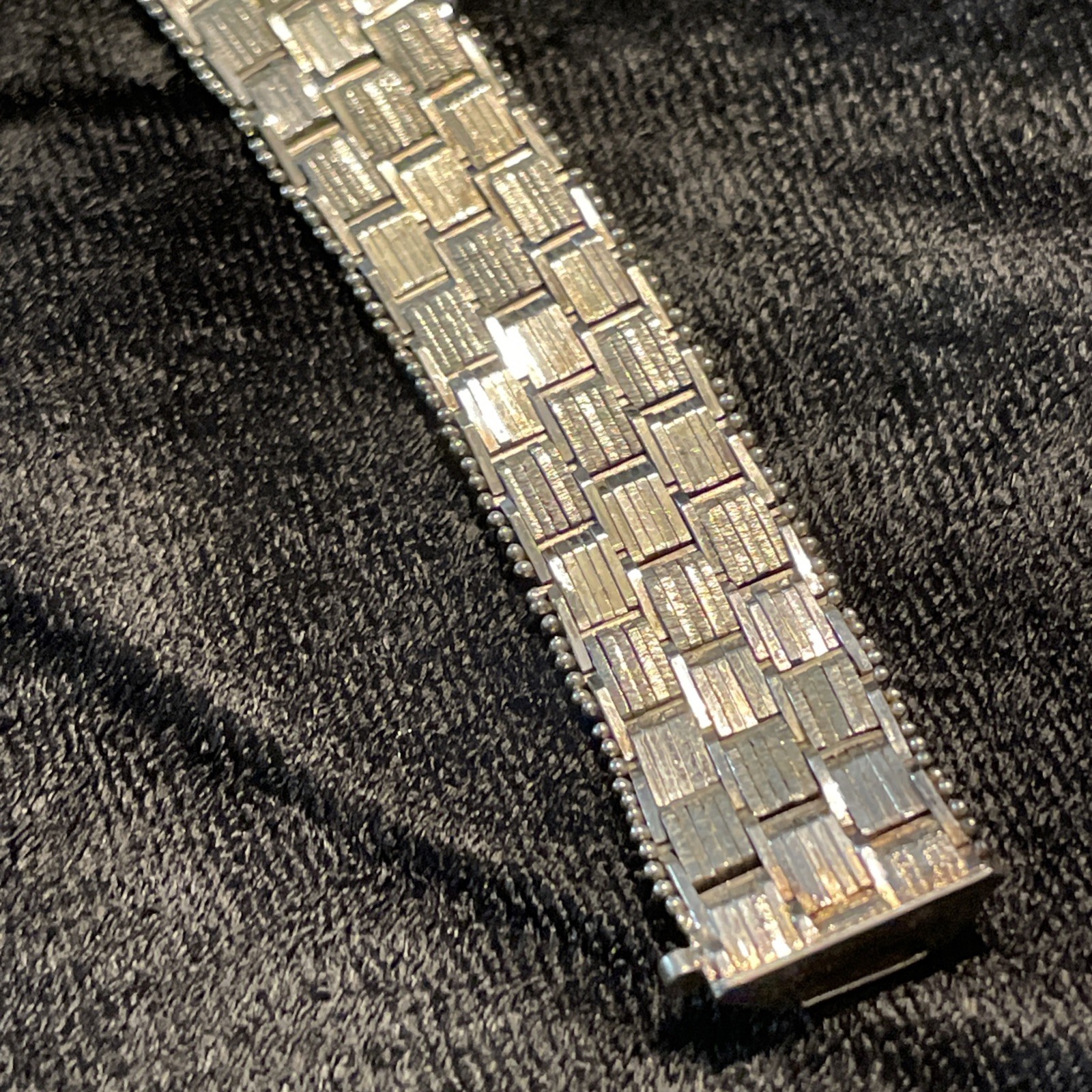 Milor Italy 925 Sterling Silver Wide Basketweave Mesh Link Bracelet 7.25in 35.2g