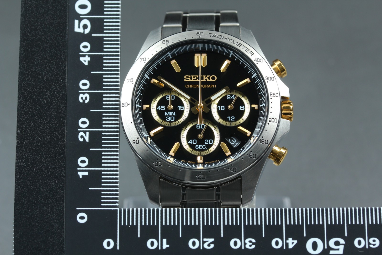 MINT SEIKO Spirit 8T63-00D0 Black Gold Chronograph Quartz Men’s Watch From JAPAN