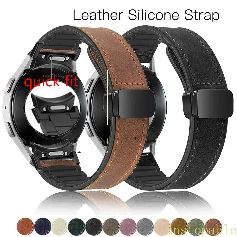 For Samsung Galaxy Watch 5 40/44mm 5 Pro 45mm Leather Watch Strap Band Quick fit