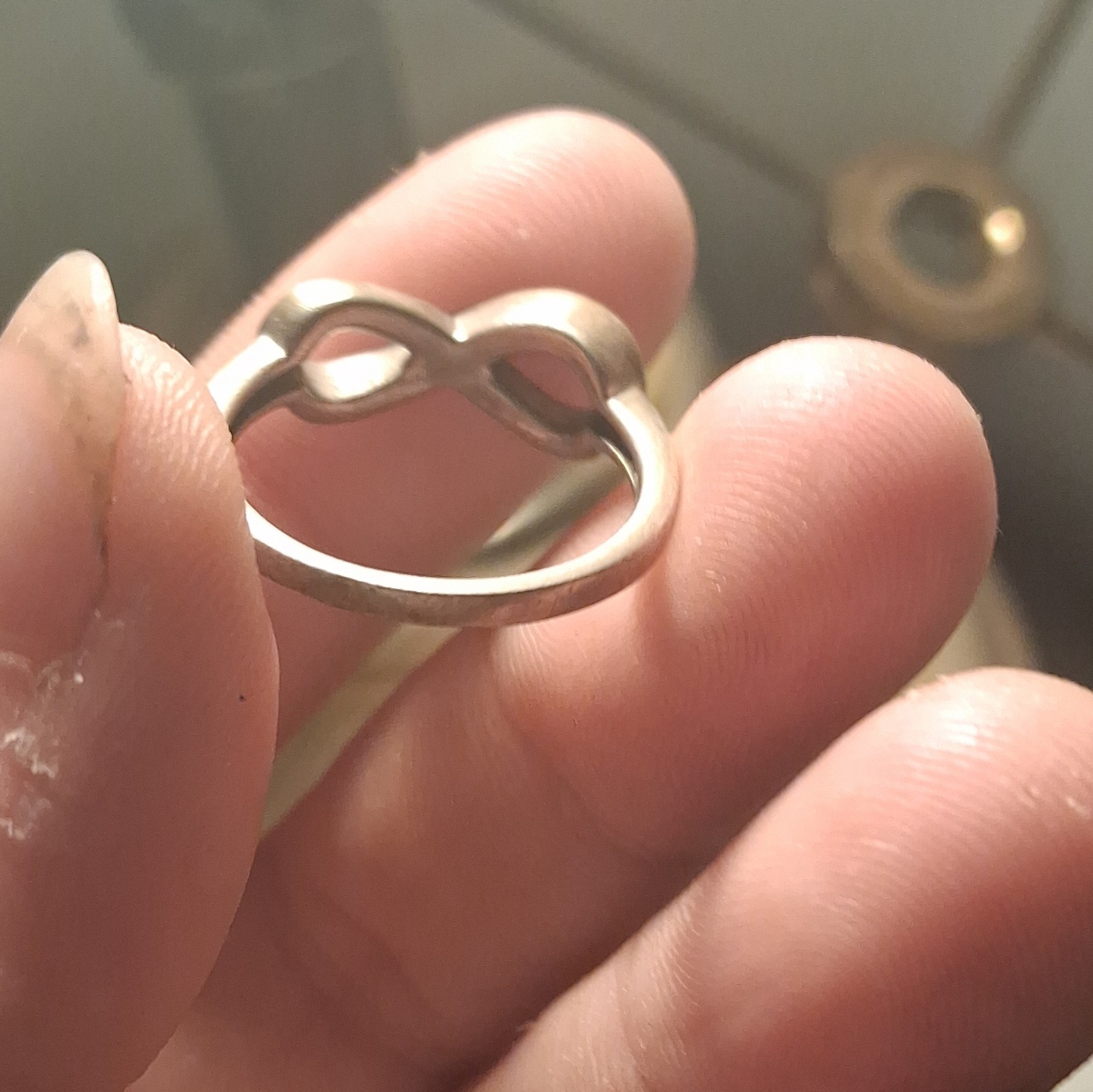Infinity Band Ring Size 7 Silver Tone Metal Band Infinity Theme Stackable
