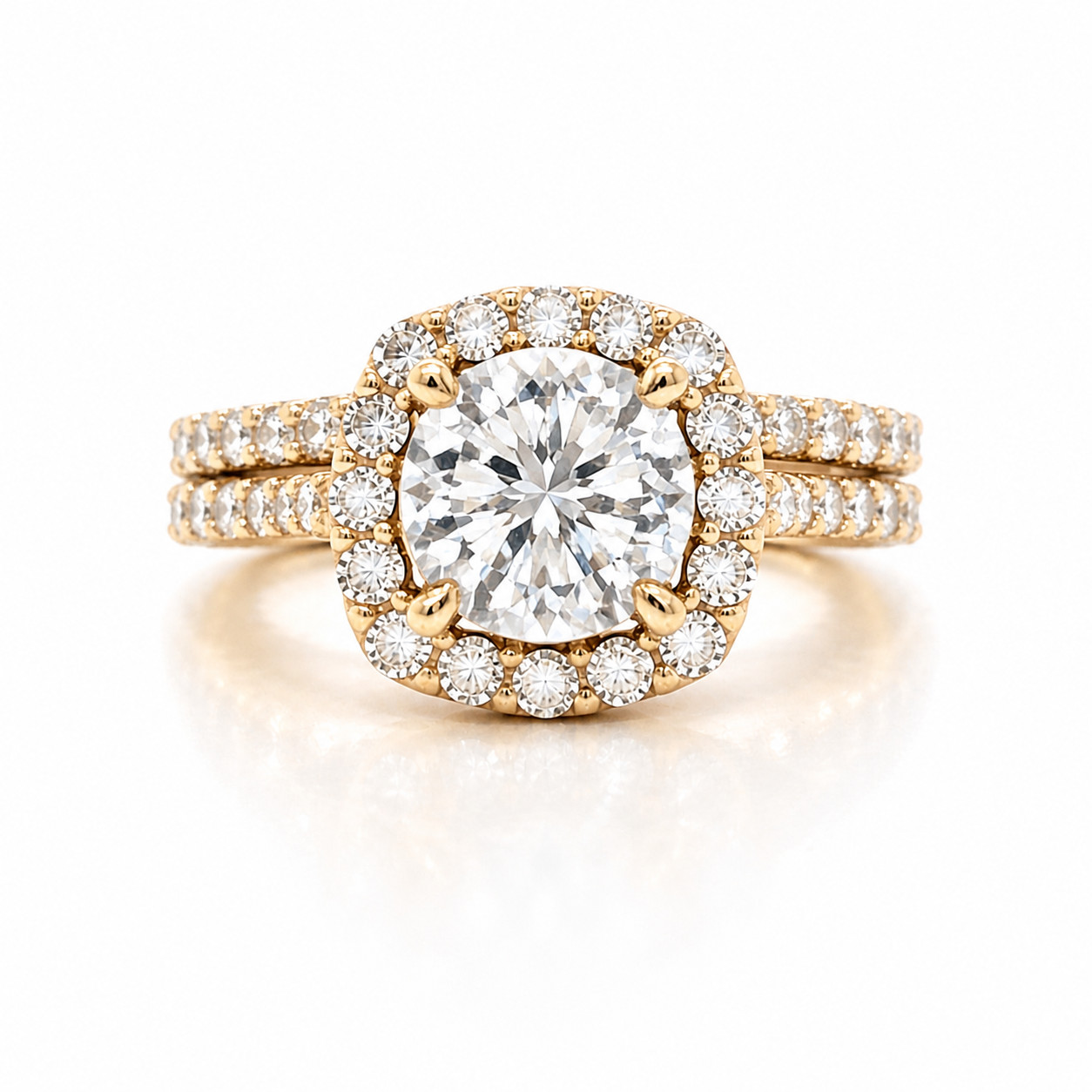 Natural Mined Diamond Halo Semi Mount Ring 14K Yellow Gold | 1.19ct G SI | 8mm R