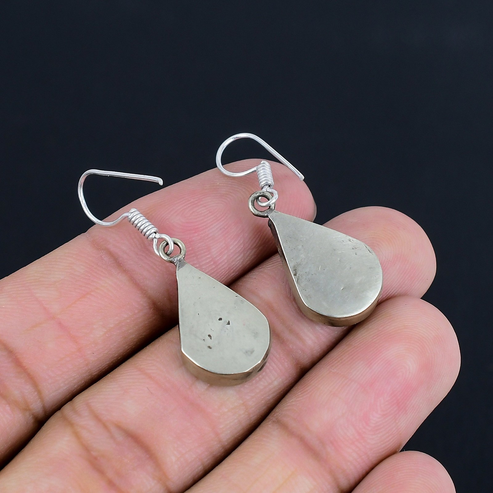 Turquoise 925 Sterling Silver Handmade Tibetan Nepali Gift Earring 1.7″ PG 3596