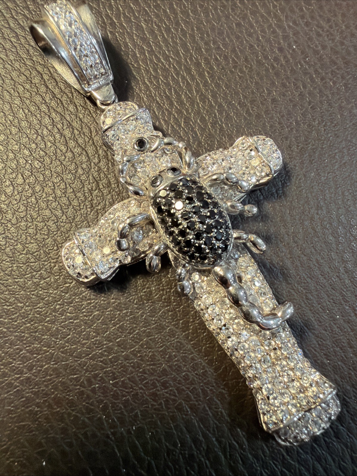 Beautiful 925 Sterling Silver large Zirconia Cross pendant 3.3/4 x 2, 7/8 inches