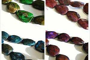 Green/Purple/Pink/Blue Jasper Faceted Teardrop Beads Approx 30x40mm 15.5″ Strand