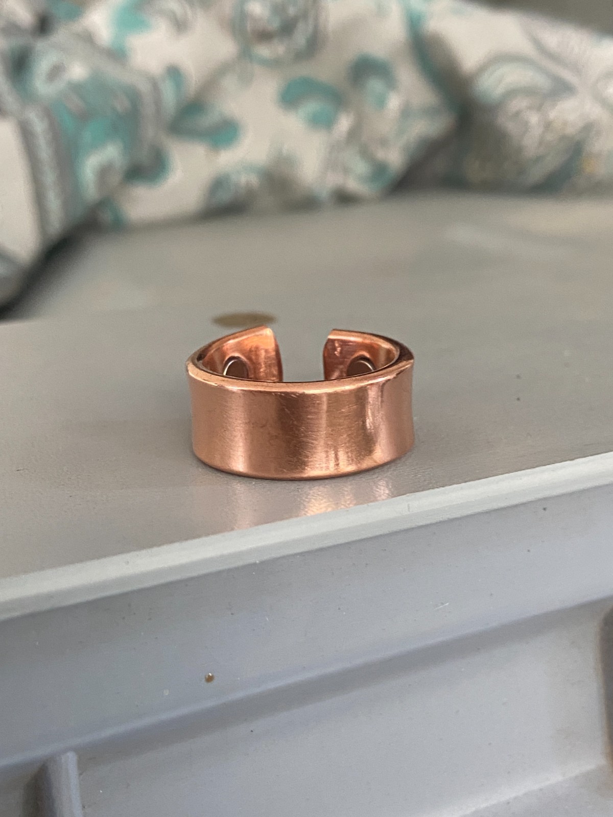 Solid Pure Copper Minimalist Healing Ring, Handmade, Unisex, Oxidized Band
