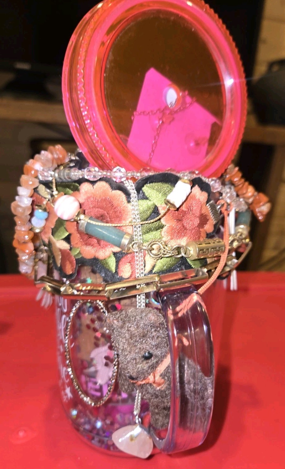 PINK💝PARADISE~MYSTERY JEWELRY JAR~VINTAGE 2 NOW~PACKED FULL/WEARABLE PIECES