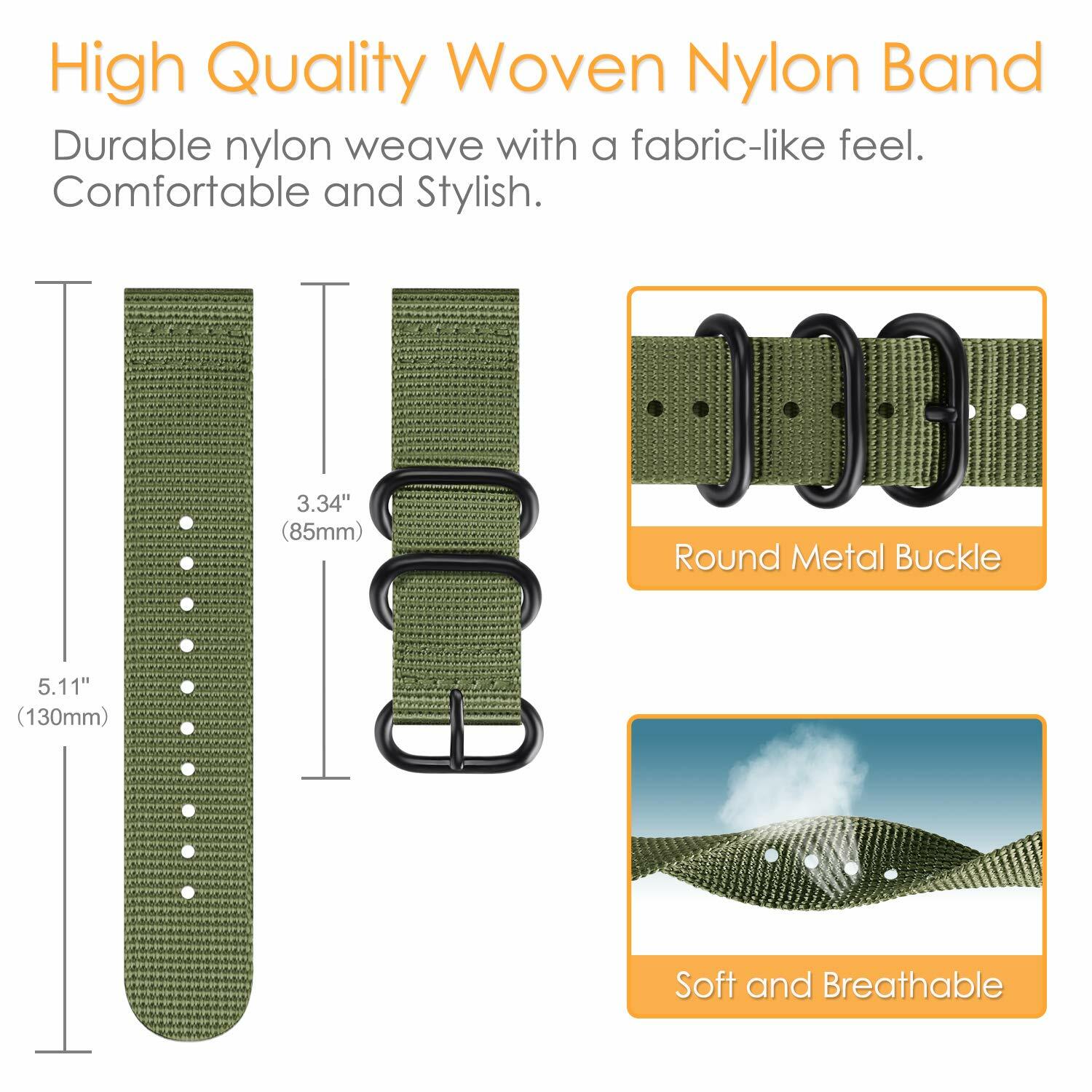 For Garmin Vivoactive 3 / Vivomove HR / Forerunner 245 645 20mm Band Nylon Strap