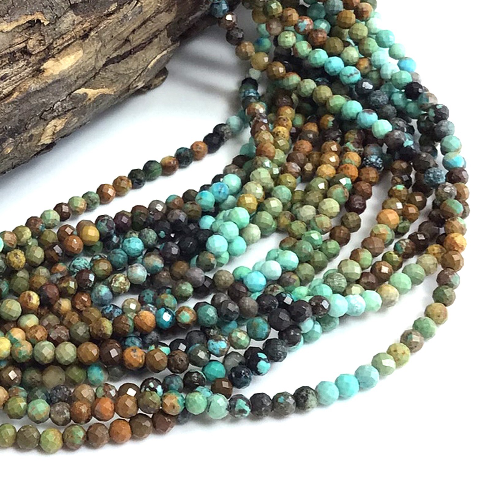 4mm Grade AAA Genuine Natural Turquoise Brown Blue Green Faceted Round Bead 15″