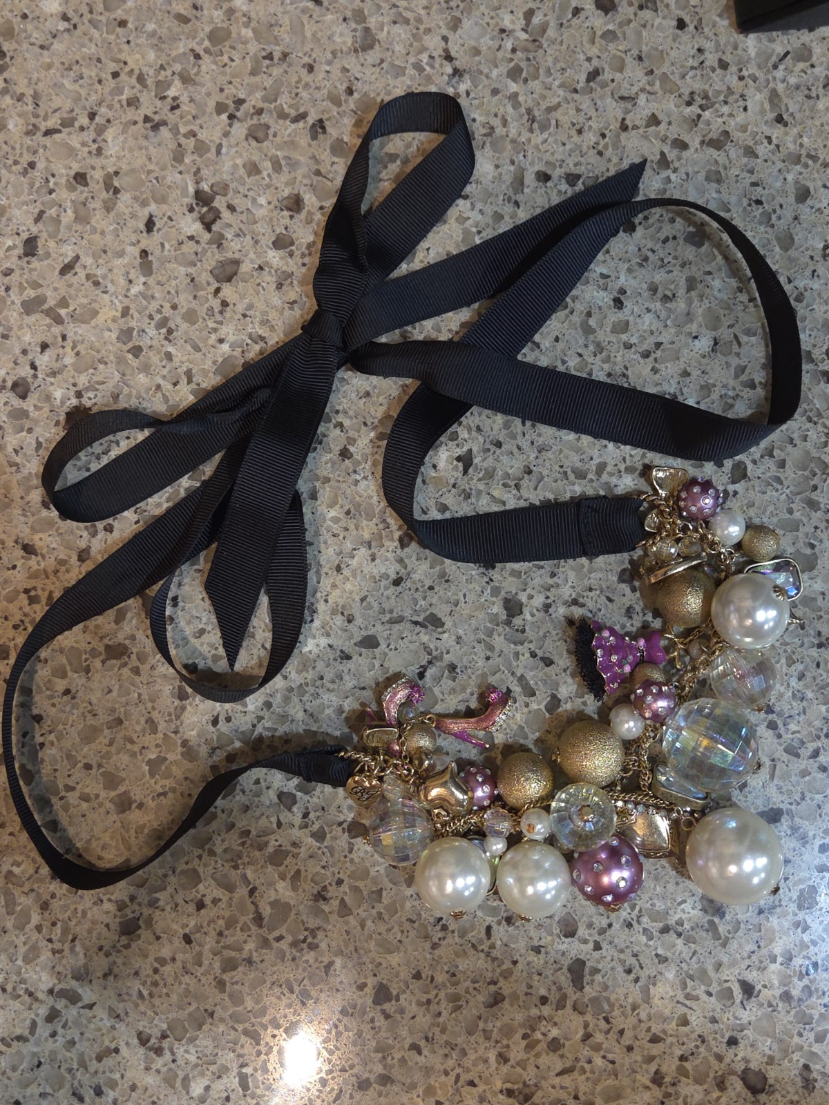 Vintage Betsey Johnson Varsity Crush Pink Gold Tone Charm Neck Mess Barbiecore