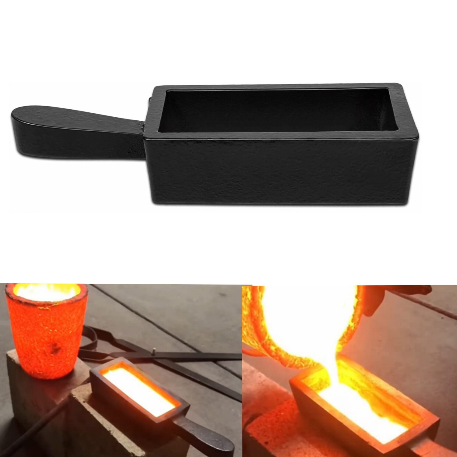 100 Oz Troy Cast Iron Gold Bar Ingot Mold for Smelting Silver Copper & Brass