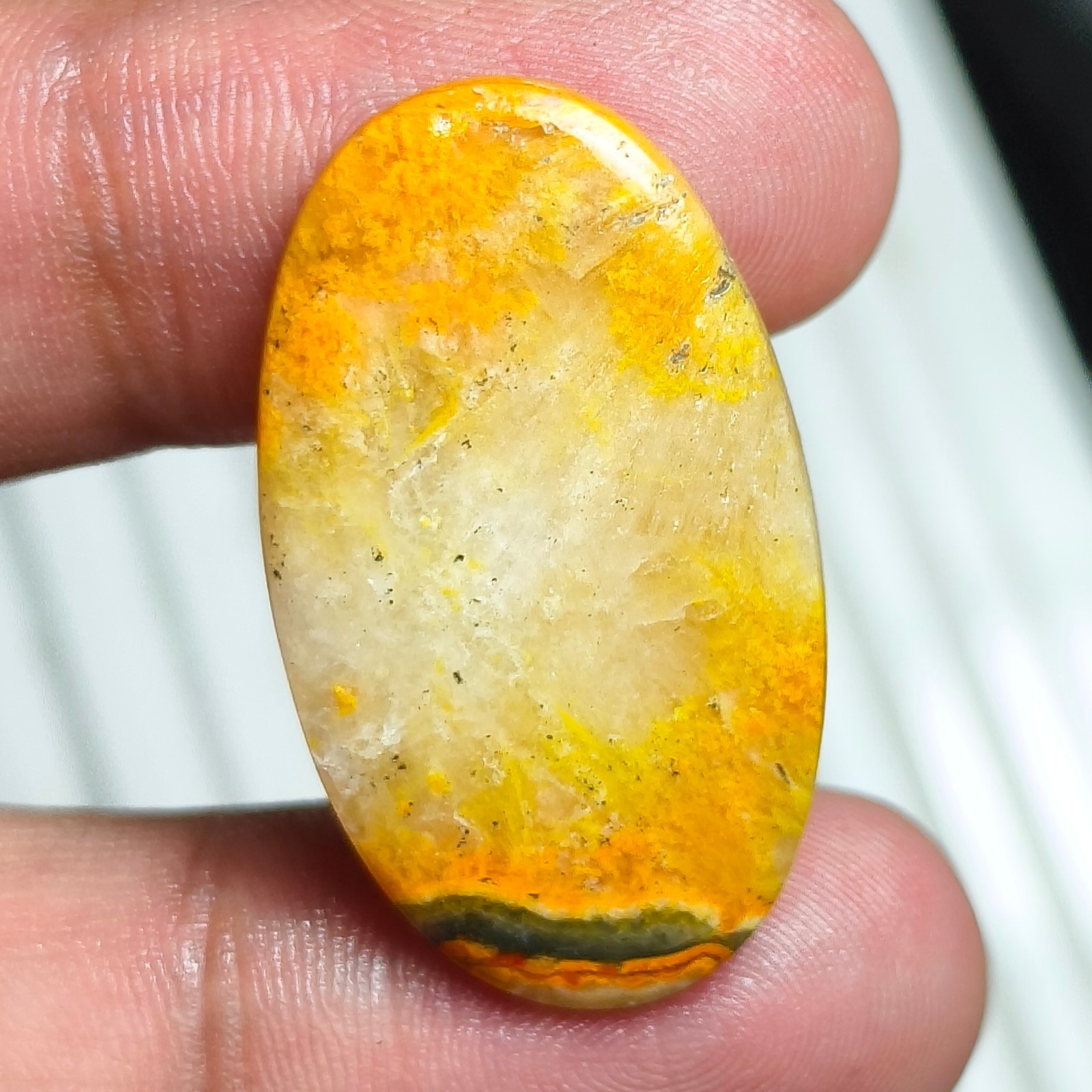Natural Polished Bumble Bee Jasper Cabochon, Loose Gemstone For Wire Wrapped
