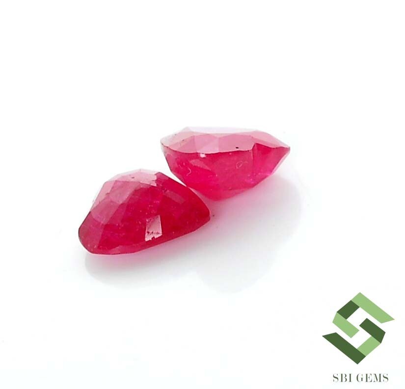 7.50×7.50 mm Certified Natural Ruby Heart Shape Cut Pair 3.38 CTS Loose Gemstone