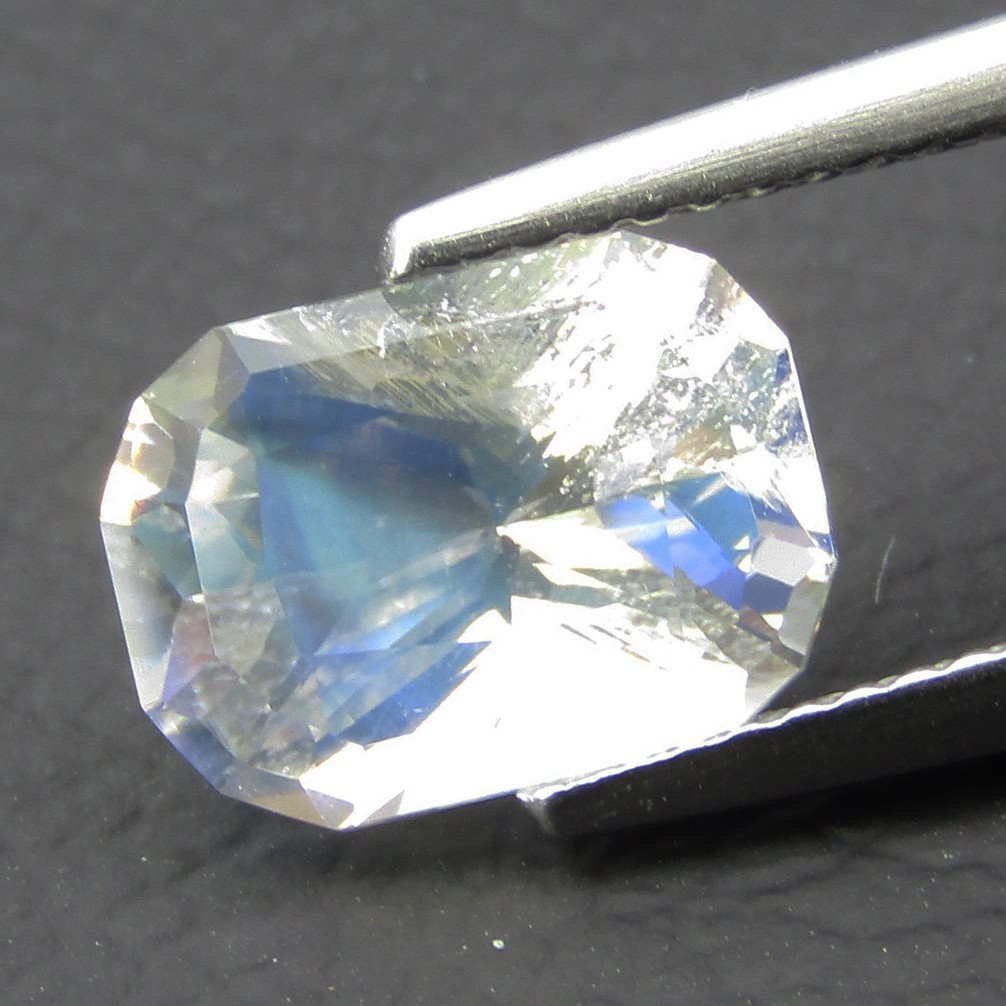 2.79Cts Natural Rainbow Moonstone 10.5×7.5×5.7mm Radiant Cut Madagascar Gemstone