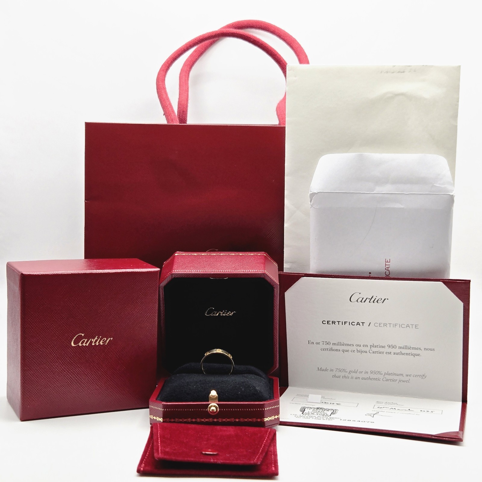Cartier Love Ring Small Model Size 57 Yellow Gold Au 750 W/ Receipt Certificate