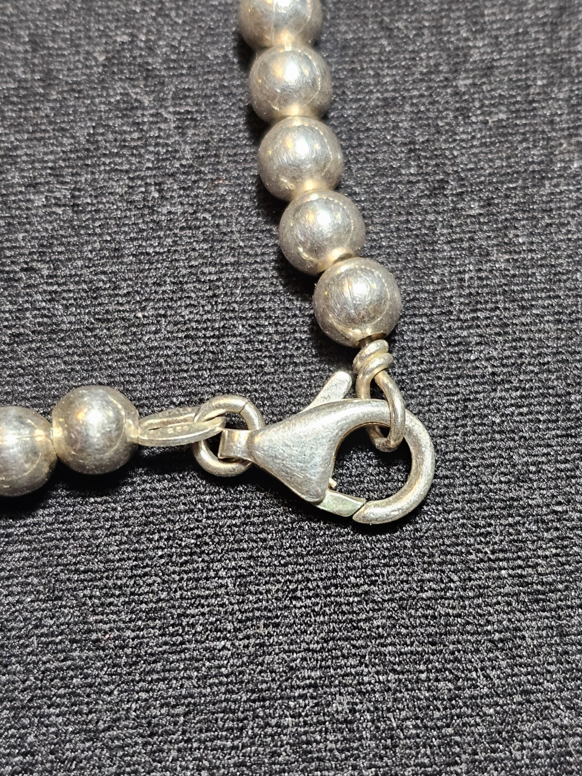 Italian Beaded Chain Little Boy Child Square Necklace & Pendant Silver .925 Y2k