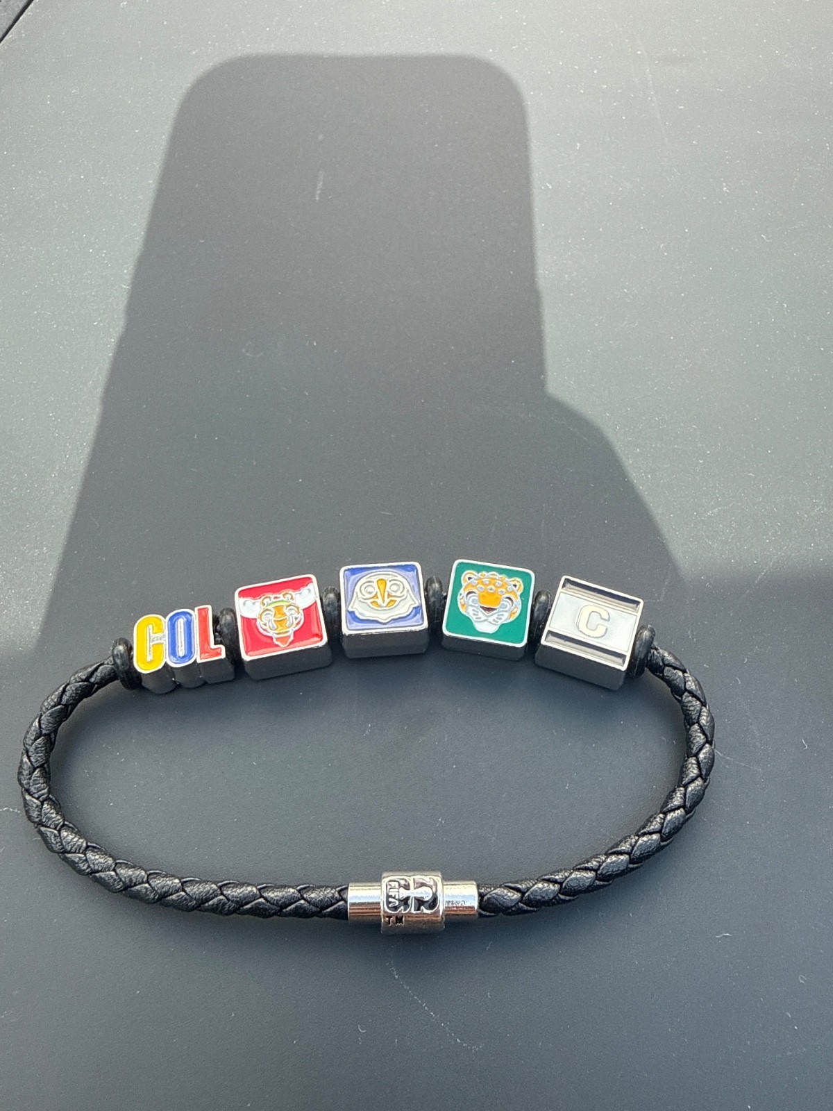 FIFA Braided black Leather Beaded Charm Bracelet Magnetic Clasp Sports Colombia