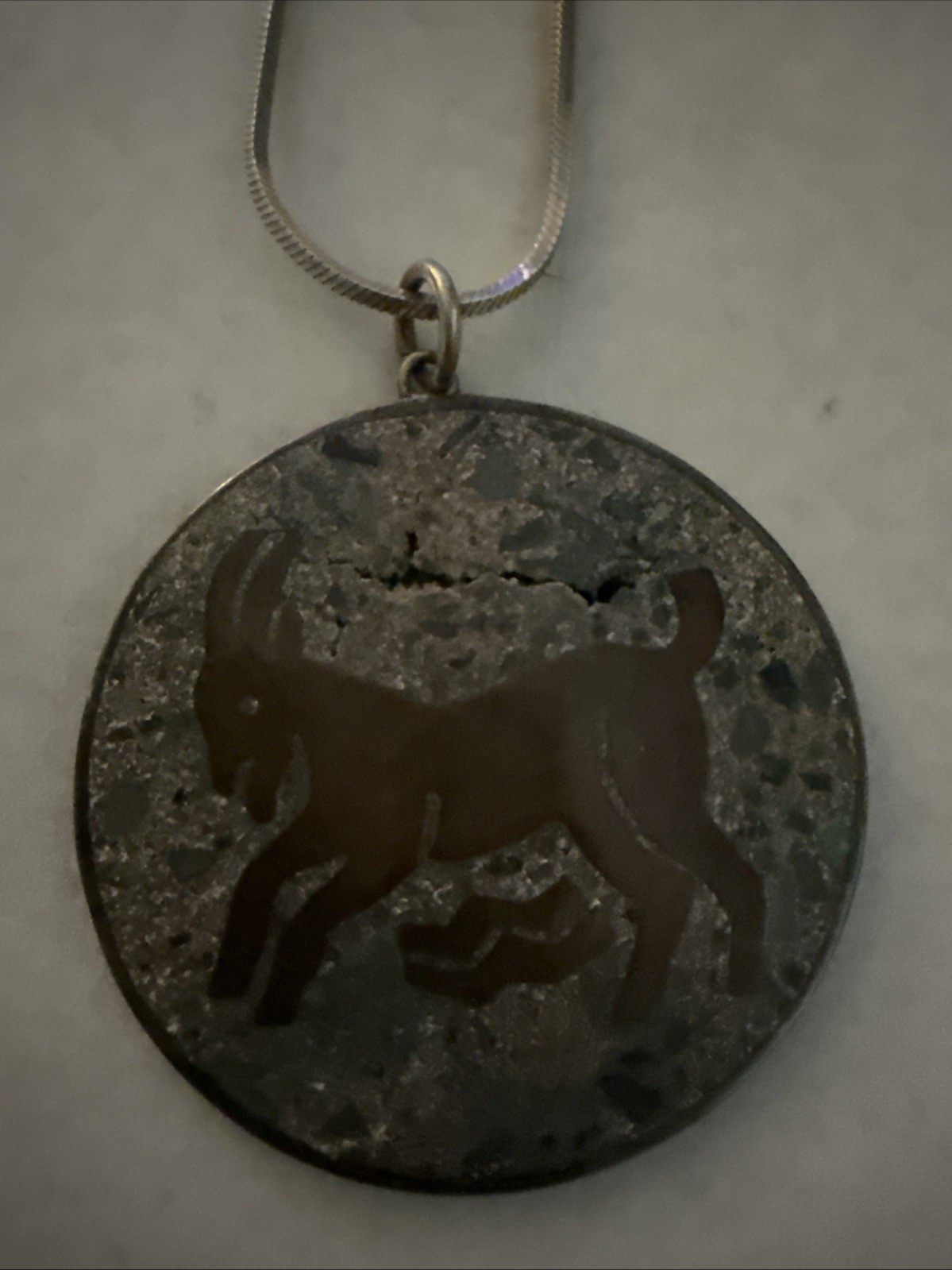 DH Mexico Sterling Silver Zodiac CAPRICORN Pendant Mosaic GOAT Italy .925 Chain