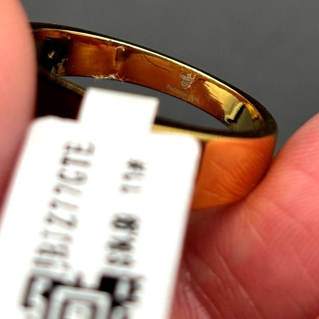 Blackjack BJZ77GTE Men’s Gold Stainless Steel Tiger Eye Bar Ring SZ # 11 NIBWT