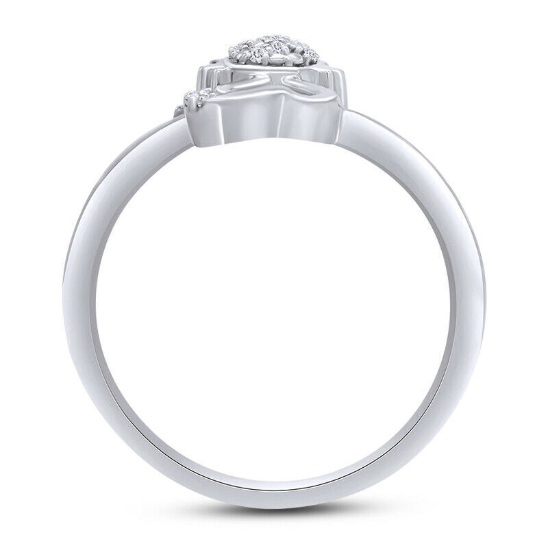 0.05 Ct Natural Diamond Accent Cat Fashion Ring 14k Gold Plated Silver