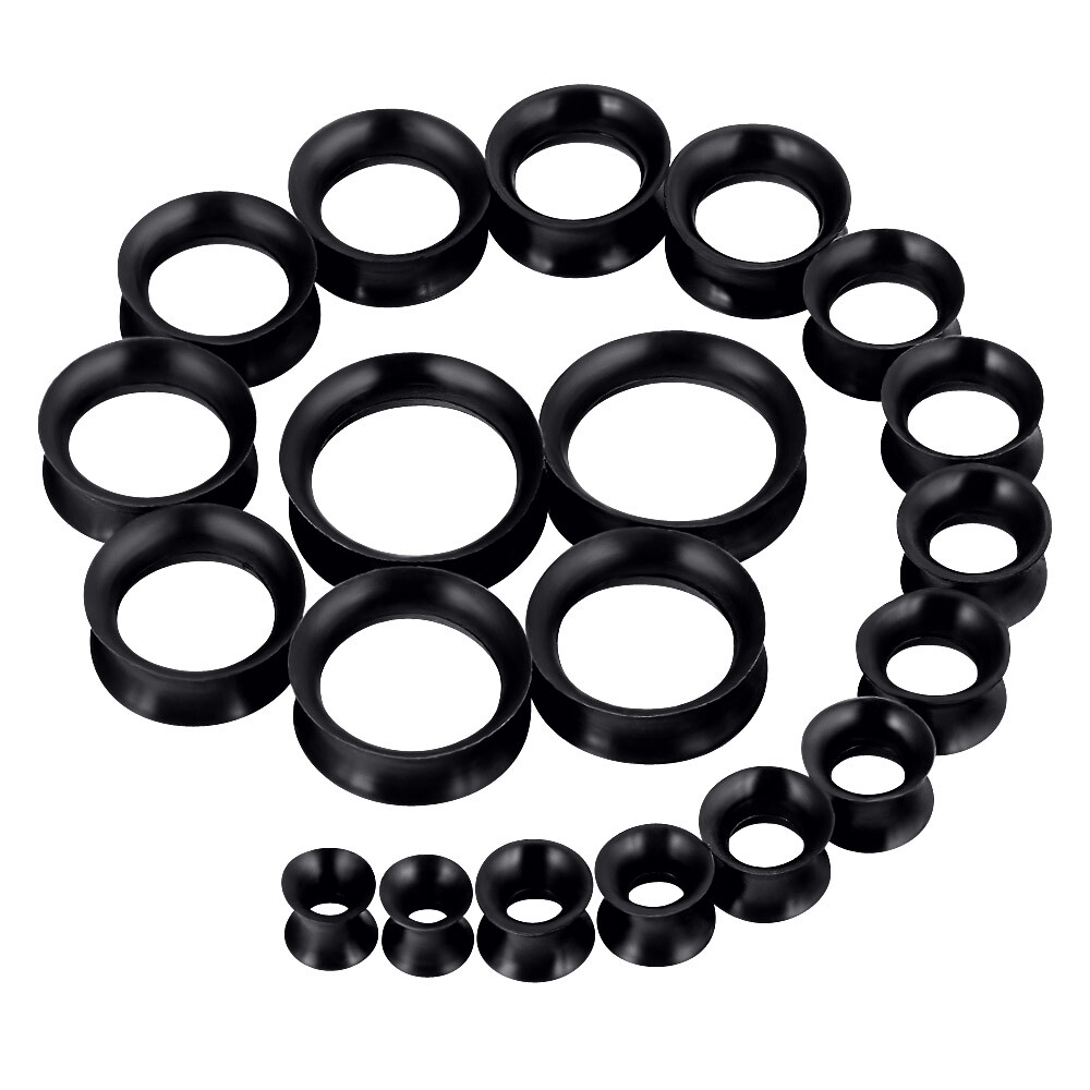 Pair of Silicone Soft Ear Tunnels Earskin Double Flared Ear Gauges Plugs Earlets