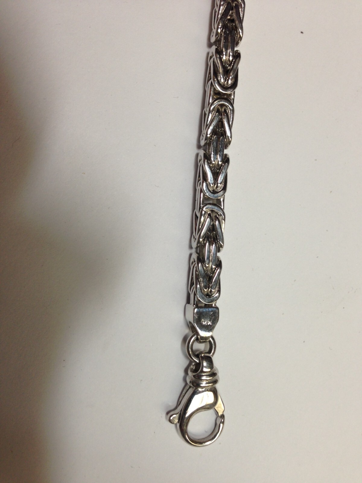 14k White Gold 24″ Mens Solid Byzantine Square Super 4mm 70grams Chain/necklace